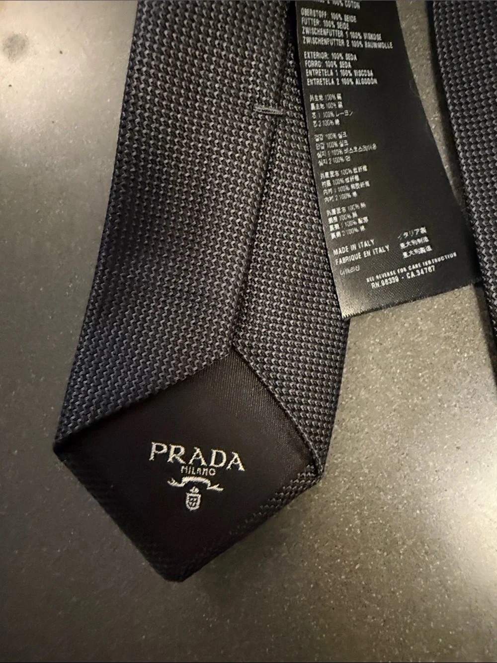 Prada Classic Men's Skinny Tie - Picture 2 of 5